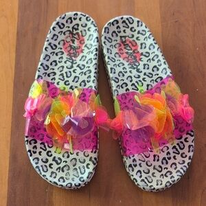 Colorful Leopard Print Kids Slide Sandals